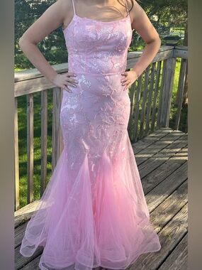 Pink Sequin Mermaid Prom Dress
